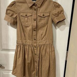 Ralph Lauren Girls Tan Button-Up Dress